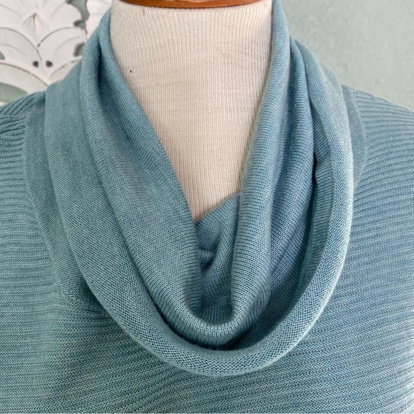 Adrienne Vittadini Blue Cowl Neck long Tunic length Sweater long sleeve - Picture 5 of 15